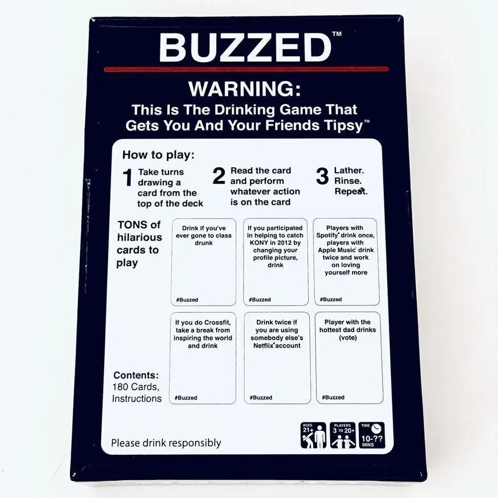 New BUZZED 180 Cards Drinking game